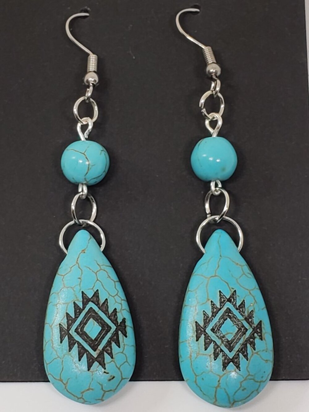 Handmade Boho Turquoise Dangle Earrings